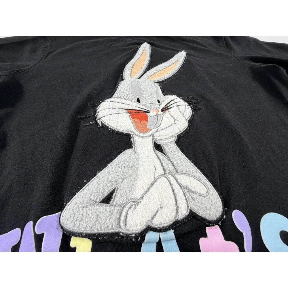 Looney Tunes Bugs Bunny Graphic Tee Retro Y2K Style Embroidery Cartoon Nostalgia